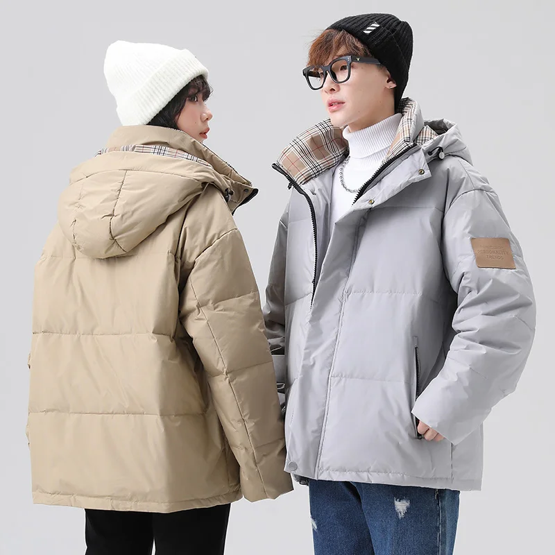 Winter CLothing Wave Cut Down Jacket Men Hooded Windbreaker Solid Streetwear