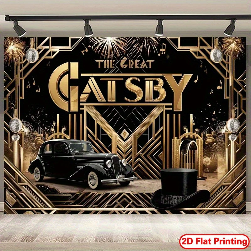 

2D flat 1pc Great Gatsby Party background polyester banner - Roaring 20s-themed decoration, suitable for event background