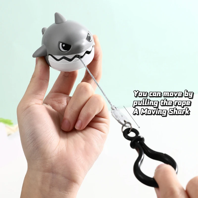 Cartoon Cute Stay Wire Bites Teeth Shark Keychain Creative Pull String Decompression Novelty Funny Toys Backpack Pendant Decor