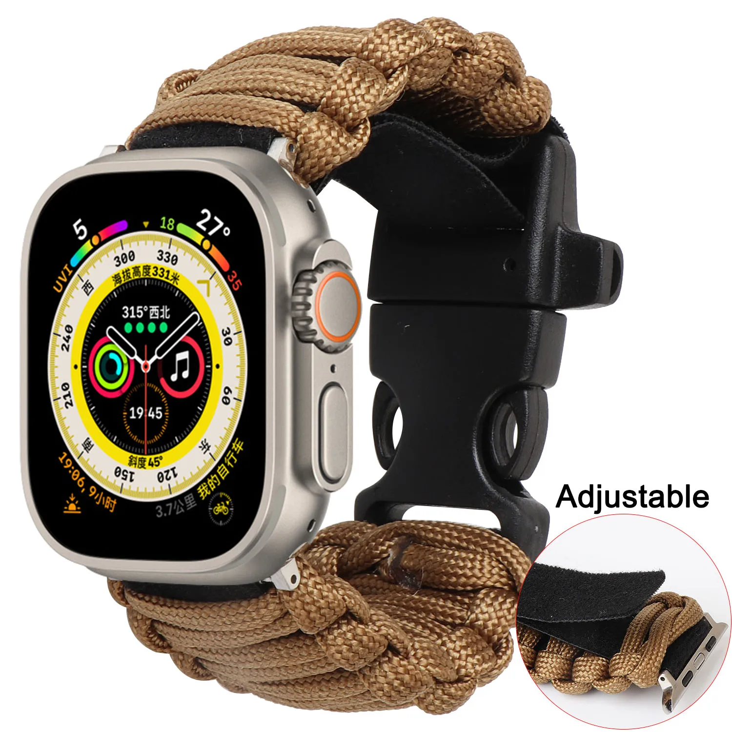 Outdoors Survival Rope Strap for Apple Watch 49mm 45mm 44mm 42mm 38/40/41mm Bracelet for Iwatch 5 6 SE 4 3 7 8 Ultra Sport Band