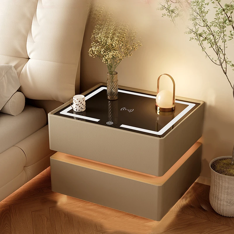 

Charging Bedroom Bedside Table Mobile Coffee Smart Cabinets Librero Luxury Wood Nightstand Organizer Criado Mudo Home Furniture