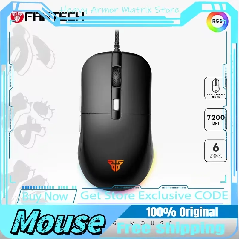

Hot Sale Fantech Kanata S Vx9s Wired Gaming Mouse 7200dpi Huano 10m Cable 6 Macro Button Optical Mouse For Pc Laptop Office Use