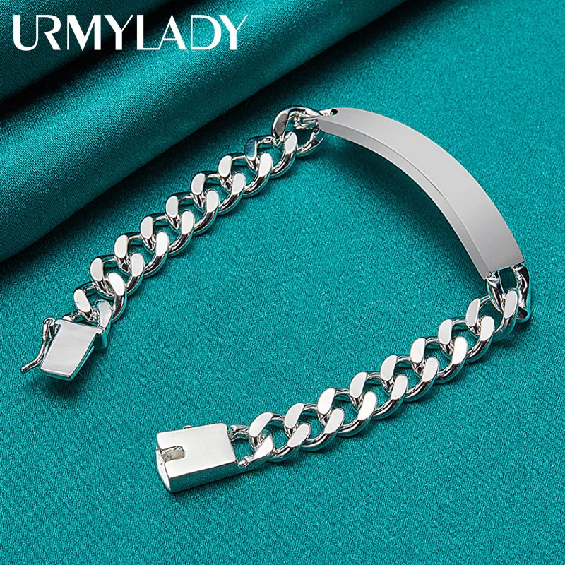 Charm 925 sterling silver design noble pretty 10MM Mens chain Jewelry fashion Geometric Bracelet factory price