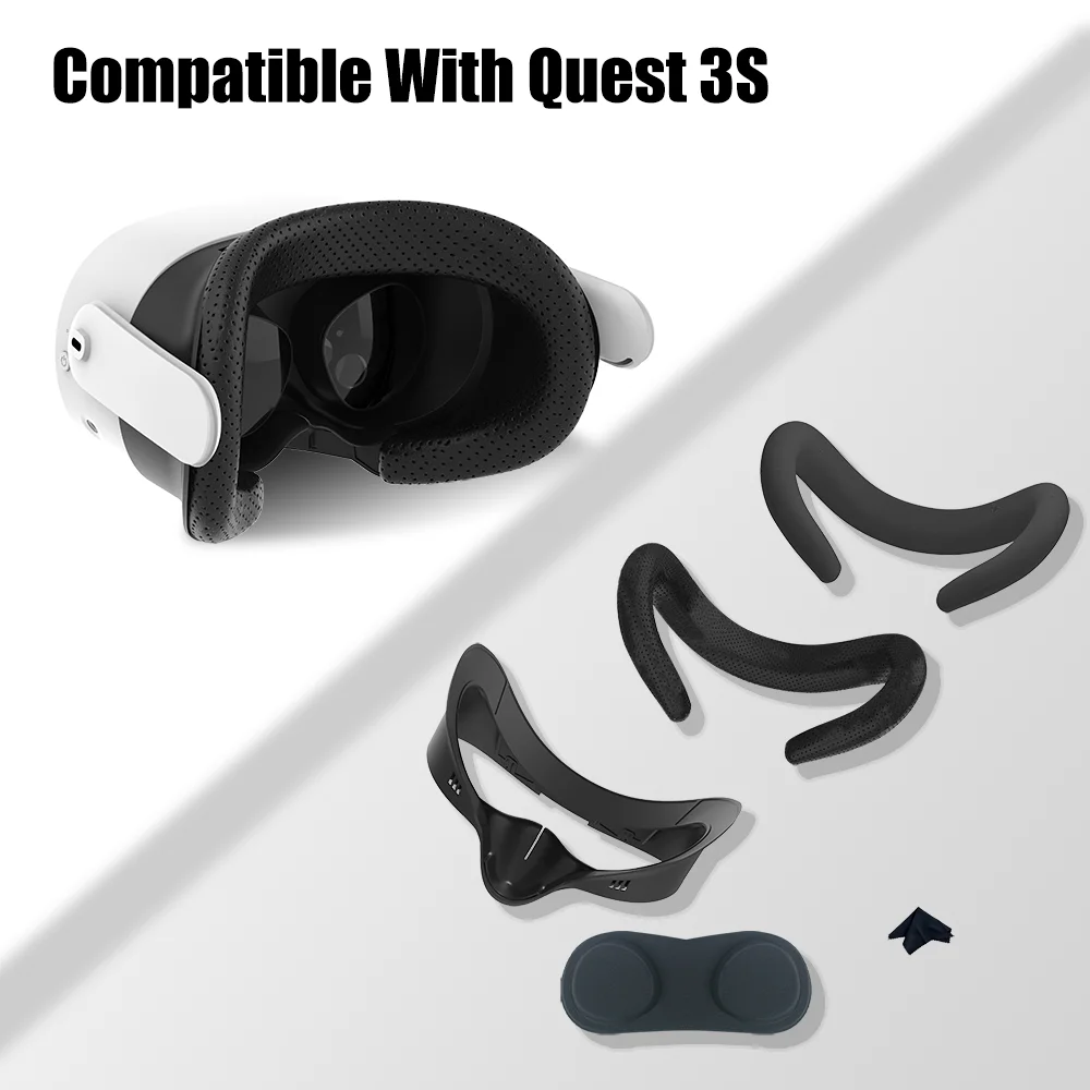 2024 New For Quest 3S VR Headset Facial Interface with Lens Cover Face Mask VRaccessories for Meta Quest 3S