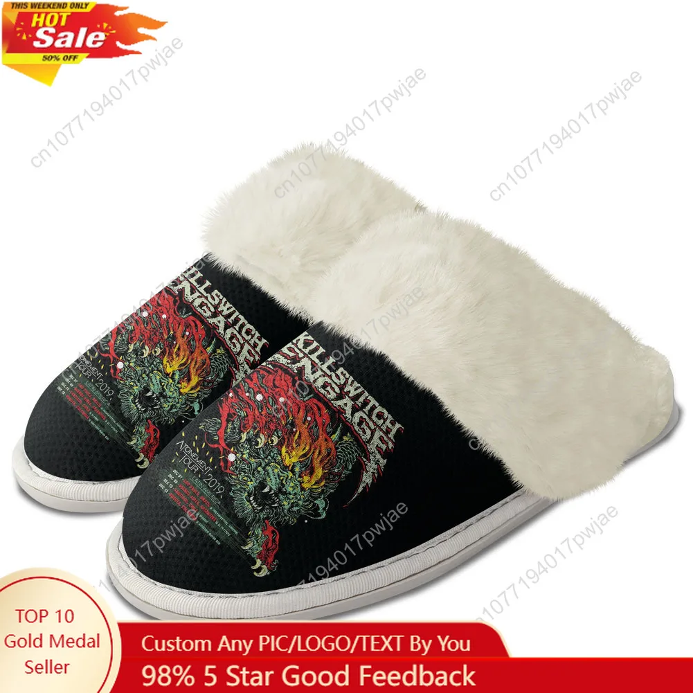 

Killswitchs Engages Band Plush Slippers Keep Warm Shoes Mens Womens Home Cotton Bedroom Lightweight Warm Slipper Custom Shoes