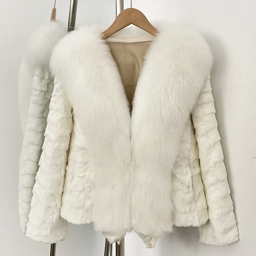 OFTBUY Neue Winter-Oberbekleidung für Damen, Kurzer Verdickter Warmer Echter Nerzmantel, Natürlicher Fuchspelz, Flauschige Damenjacke – Detail 10