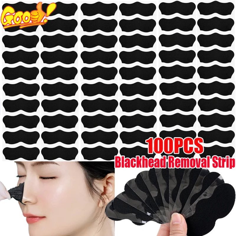 100PCS Nose Blackhead Remover Mask Deep Cleansing Shrink Pore Acne Treatment Strips Nose Black Dots Pore Strip Skin Care Unisex