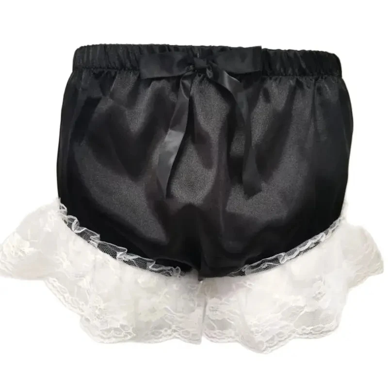 

Black Smooth Satin Elastic Waistband with Lace Inlaid Bow and Ribbon Customizable in Multiple Colors