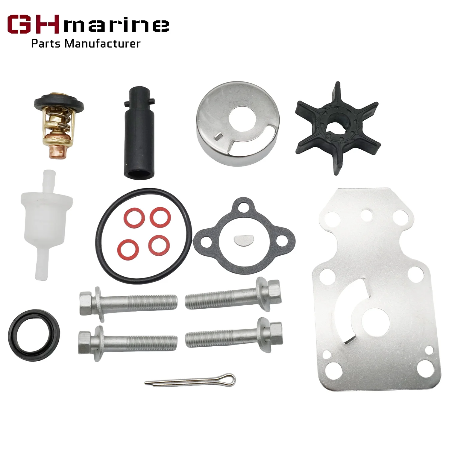 Outboard Water Pump Impeller Repair Kit 69G-W0078 for Yamaha 4-Stroke 8 9 HP FT8 FT9.9G FT9.9J Impeller 63V-44352 Boat 18-3475