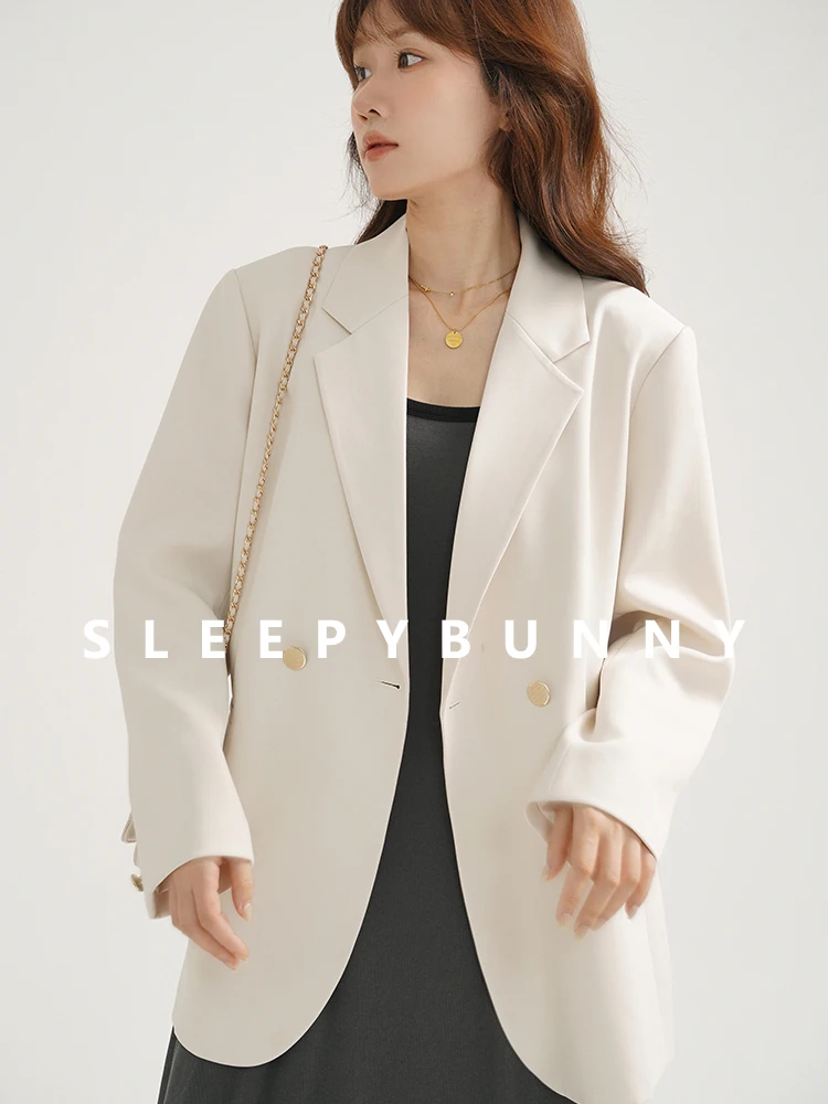 

Elegant Vintage Loose Blazer Jacket for Women Spring Long Sleeve Casual Oversized Suit Coat Office Wear Versatile Chic Outerwear