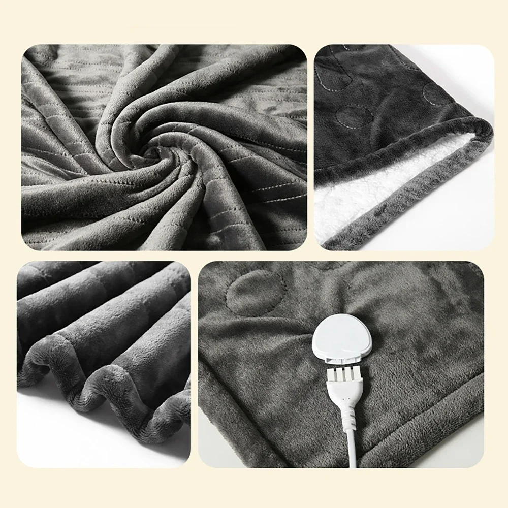 Washable Electric Blanket Warmer Flannel & Lambskin Soft Nap Blanket 9 Heating Levels 12 Hours auto-Off Over-Heat Protection