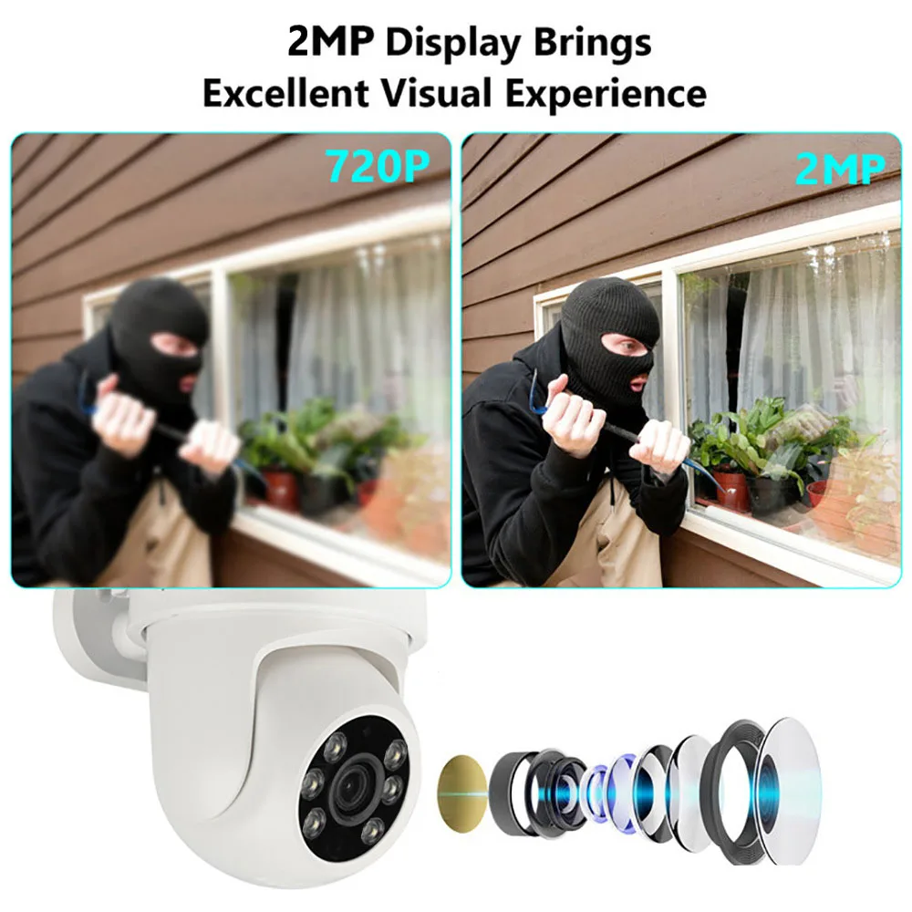 Câmera de segurança externa interna sem fio HD 1080P com visão noturna e detecção de movimento Câmera de vigilância CCTV WiFi para casa