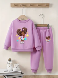 Spring Baby Girls Clothes Set Kid Cartoon Girls Printed Sweatshirts Pullover Top and Pants 2 Pieces Suit Children Tracksuit