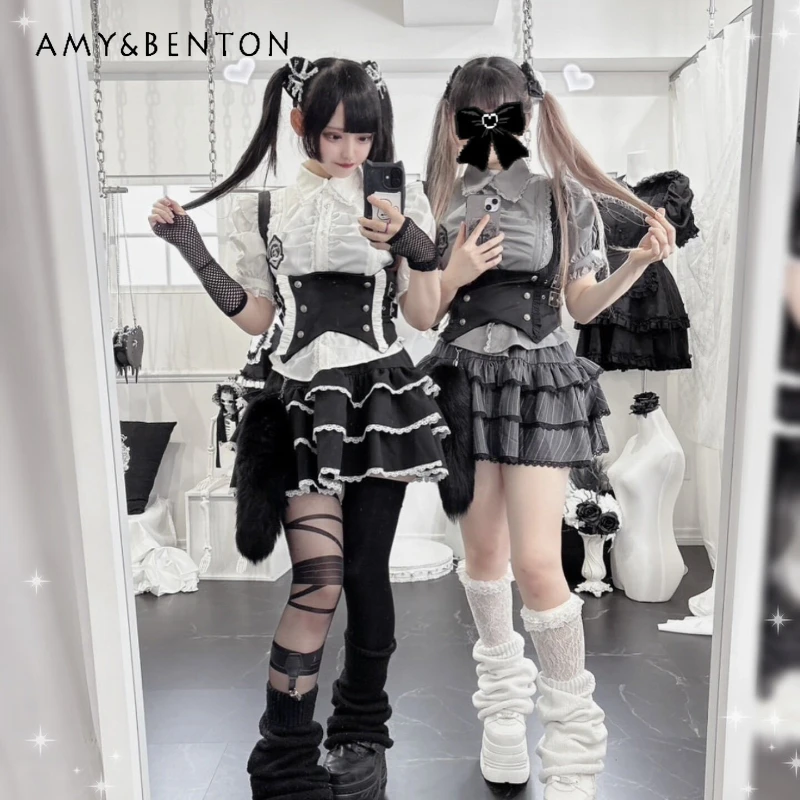 

Original Design Subculture Dark Goth Women's Cake Skirt 2026 Summer Sweet Cool Cute Splicing Y2k Versatile Short Skirts Ladies