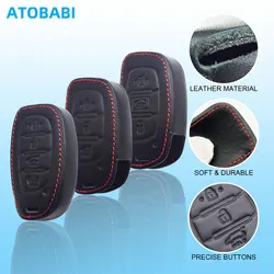 Leather Car Key Cover For Hyundai 2018 2019 Sonata Elantra IX35 I10 I20 I40 Tucson Ioniq Smart Remote Fobs Case Auto Accessories