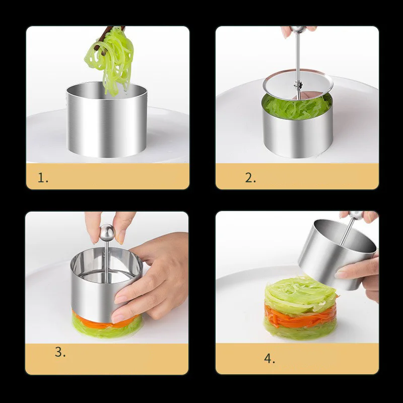 Round Stainless Steel Rices Ball Mold With Pusher Cake Mousse Ring tools Easy Demoulding Sushi Making Mould Food Press Kitchen