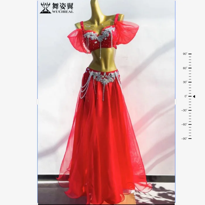 Belly Dance Table Performance Costume for Women 2024 New Diamond Embroidered Bra Long Skirt Set Oriental Dance