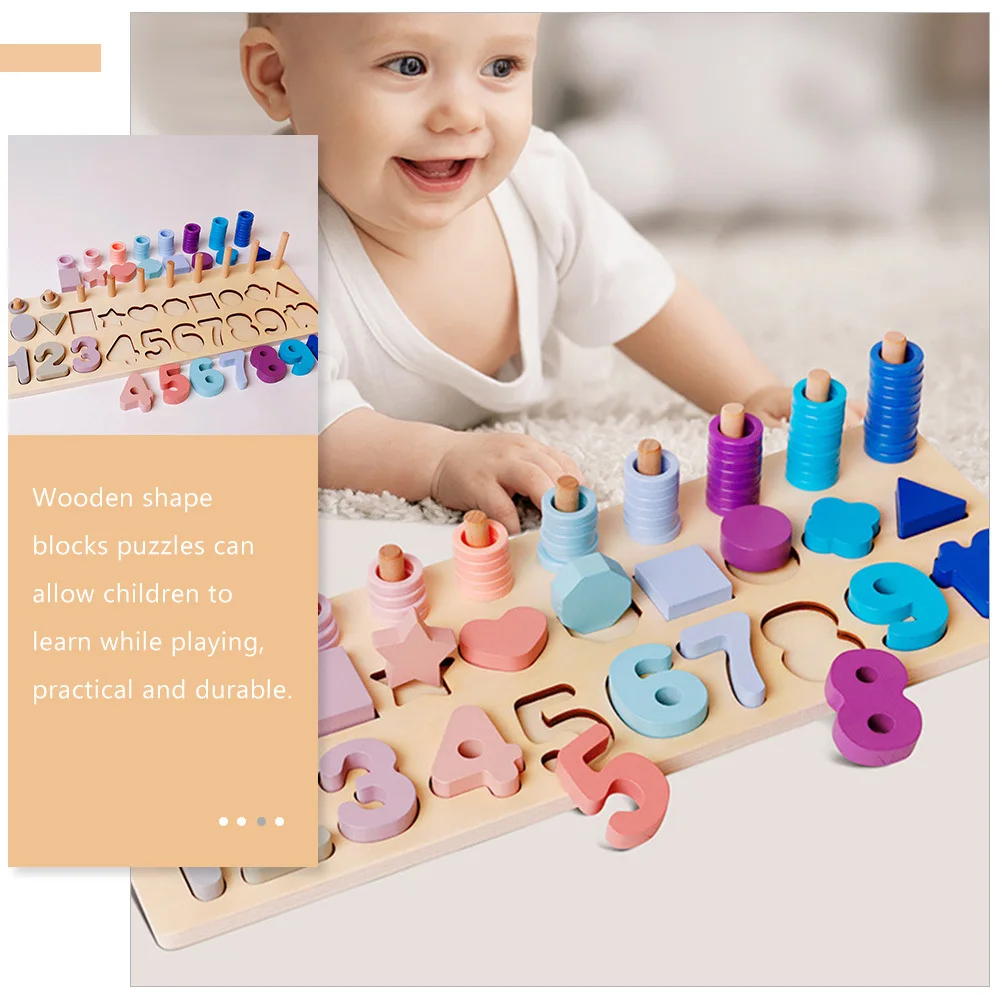1 ชุดกระดานจับคู่รูปทรงตัวเลขมอนเตสซอรี่ปริศนาไม้เกมการศึกษาสำหรับเด็กวัยหัดเดินการพัฒนาความรู้ความเข้าใจมือและตา