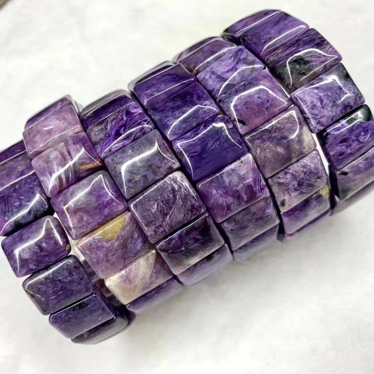 

Purple Charoite Stone Beads Bracelet Natural Gemstone Jewelry Bangle For Woman For Men For Gift Wholesale !