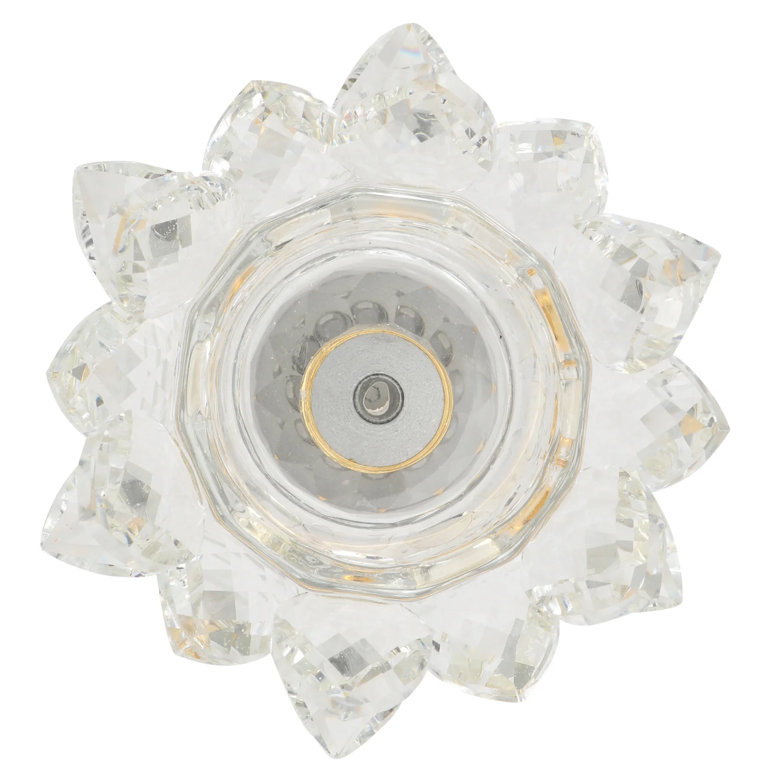 

1Pcs Delicate Crystal Lotus Metal Candlestick Buddhist Candleholder Home Temple Decorative Supply Home Candlestick Decor
