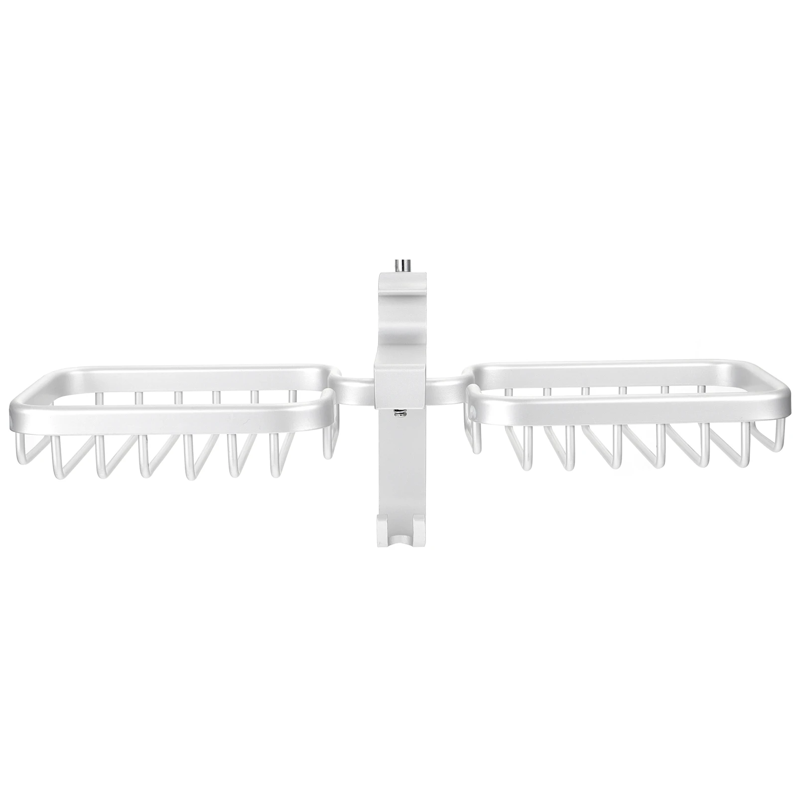 Estante de almacenamiento de jabón, soporte montado en la pared de aluminio espacial, soporte adhesivo extraíble, ganchos negros, práctico uso en baño y cocina