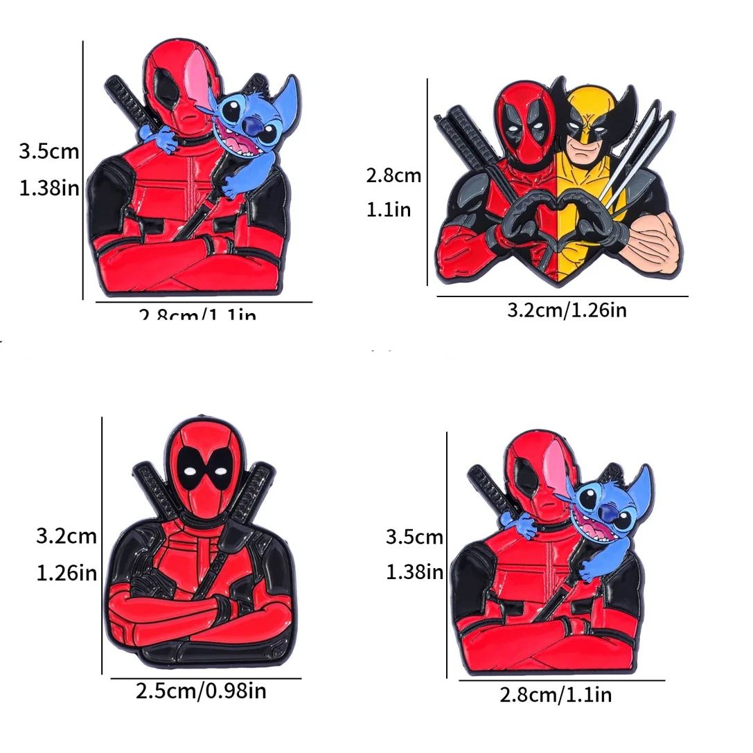 

Стежка Дисней мультфильм персонаж металлический значок Дэдпул с волком металлическая брошь DIY аксессуары игрушка кукла милая булавка Хэллоуин