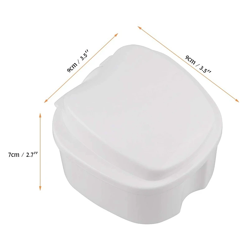 Denture Case, Denture Cup With Strainer, Denture Bath Box False Teeth Storage Box With Basket Net Container Holder For Travel