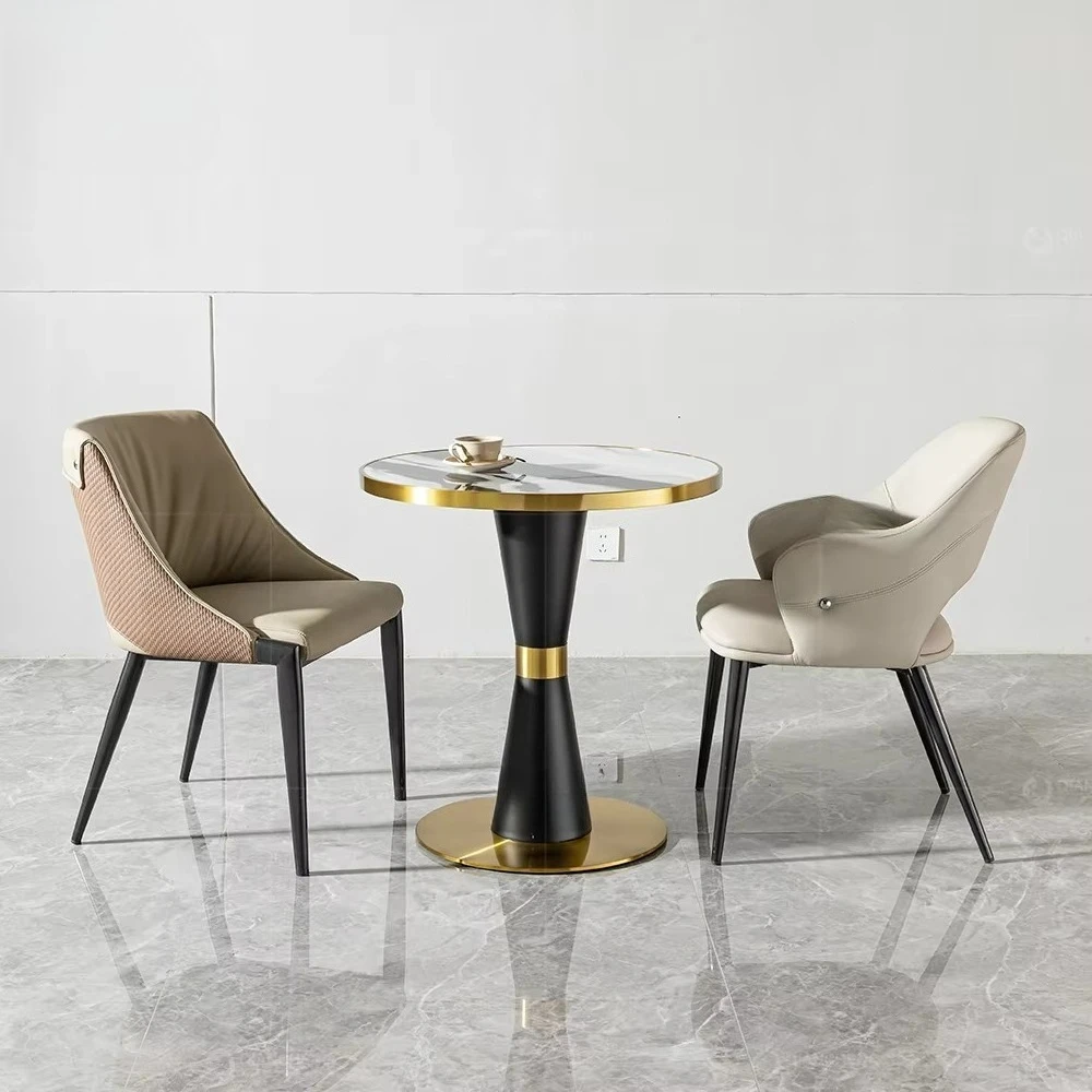 Luxury Dining Table Set Steel Black Frame Contemporary Design Home Bar Restaurant Chair Wedding Stylish Glass Furniture