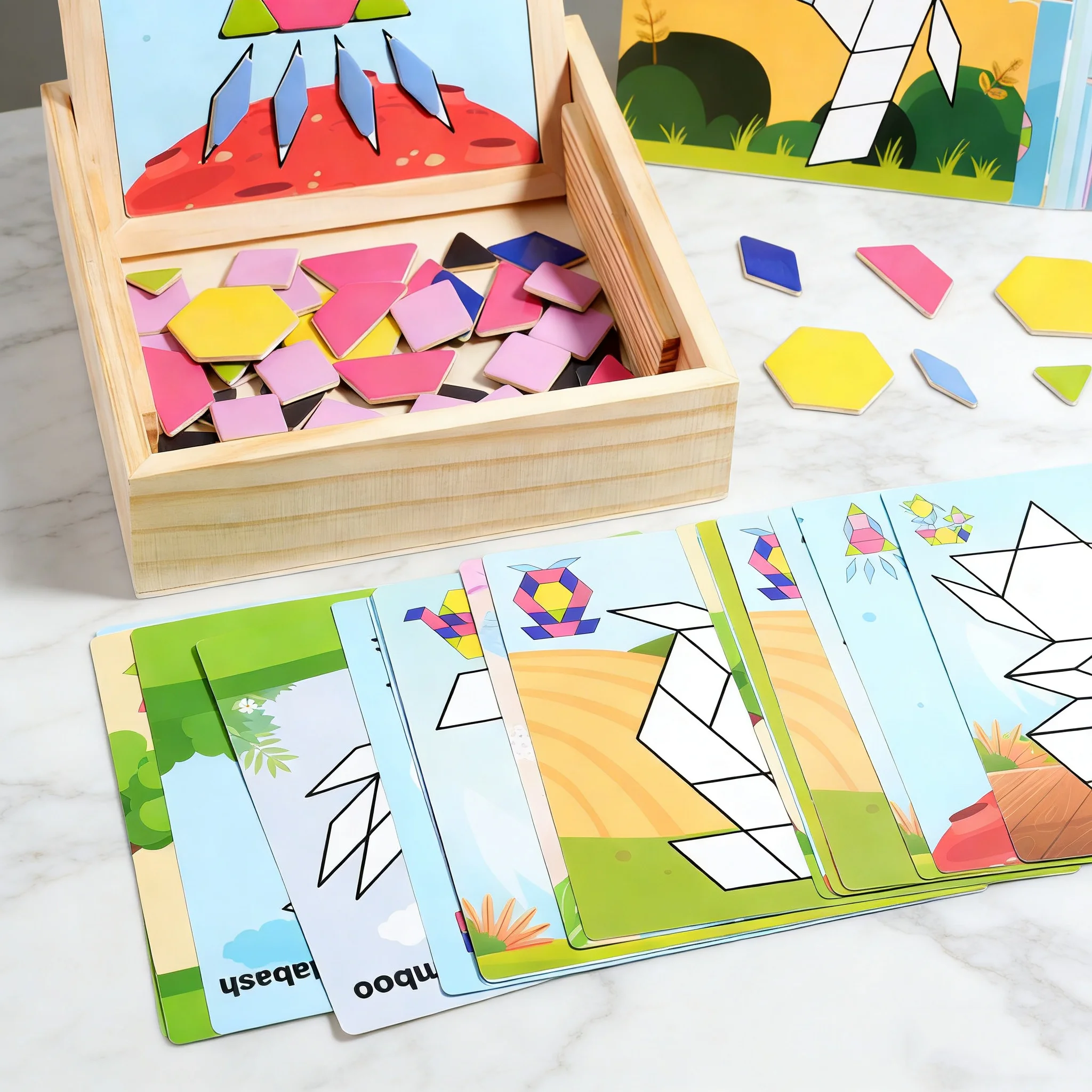 EVA Magnetisches Formenpuzzle-Set - Weich, Farbenfroh und Wiederverwendbar mit Massivholzbox für Kreatives Lernen und Einfache Aufbewahrung