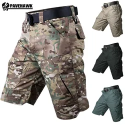 Quick Drying Tactical Cargo Shorts Mens Waterproof Outdoor Hiking Camouflage Middle Pants Multiple Pockets Combat Pants Thin