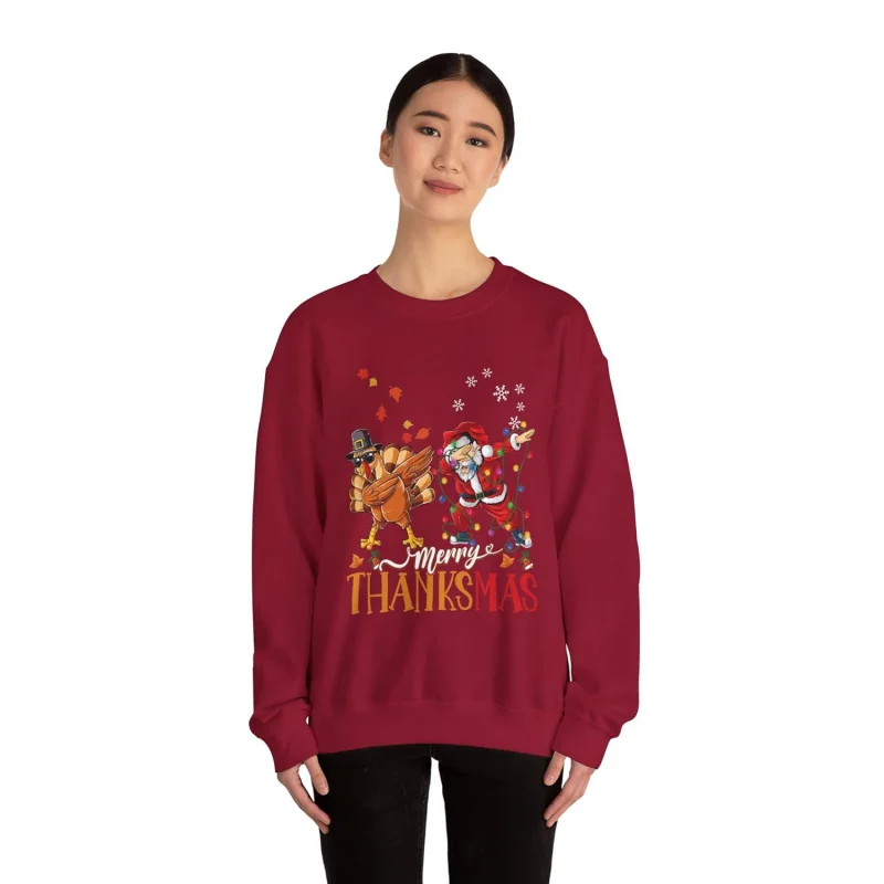 Merry Christmas gift neutral round neck red long sleeve sweatshirt