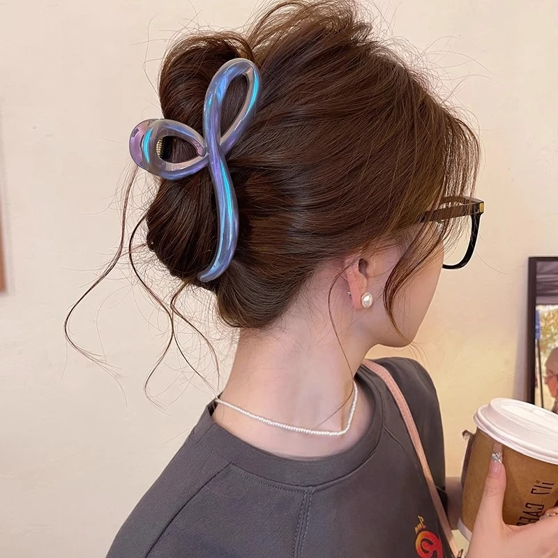 مشبك شعر فتاة حورية البحر حالمة مقاس كبير، مشبك شعر على شكل سمكة قرش، مشبك شعر نسائي راقي من الجزء الخلفي من الرأس، عصابة رأس #5