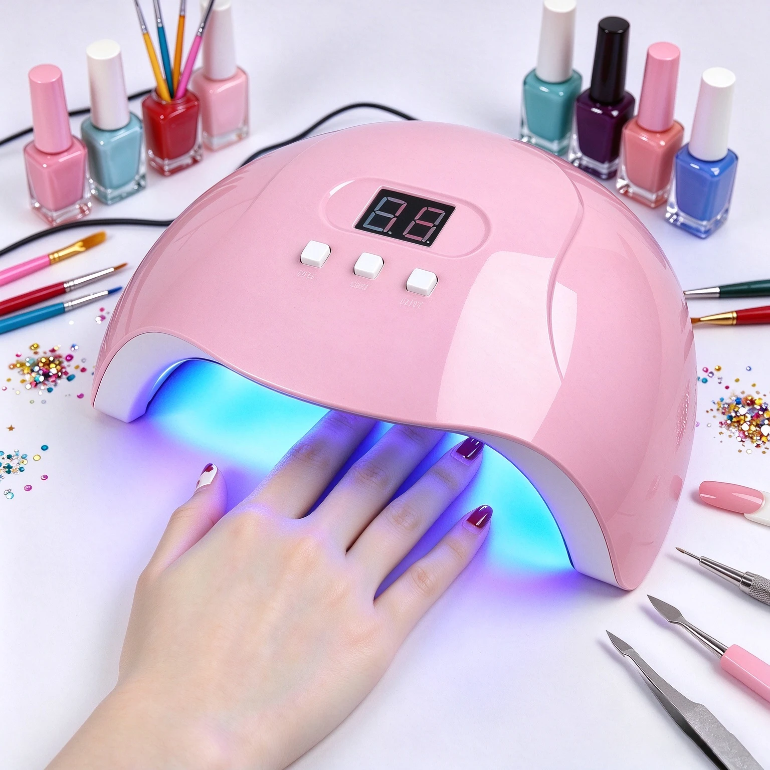 Nail Dryer Gel Nail Polish Curing LED UV Light with 3 Timers Automatic Sensor Display Professional Nail Art Tools