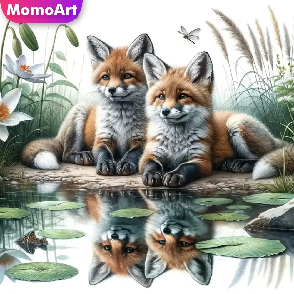 Momoart Full Square Round Diamond Mosaic Fox Diamond Painting Animal DIY Cross Stitch Craft Kit Embroidery Handmade Hobby