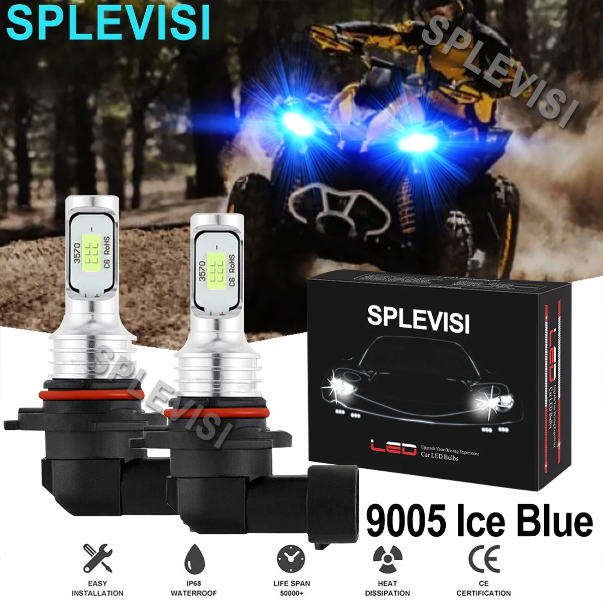 2x70W 8000K jasnoniebieska dioda LED 9005 żarówki do przednich reflektorów zestaw do Can-Am Renegade 850 2018-2020 1000 2013-2019 1000R 2016 2017 2018-2019
