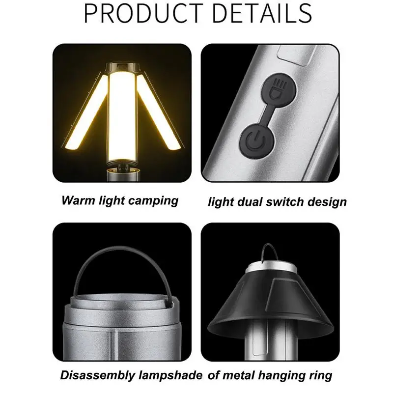 Telescopic Camping Light Flashlight Lantern Rechargeable LED Flashlight Outdoor Work 3 Lighting Modes 3000mAh Battery Camping