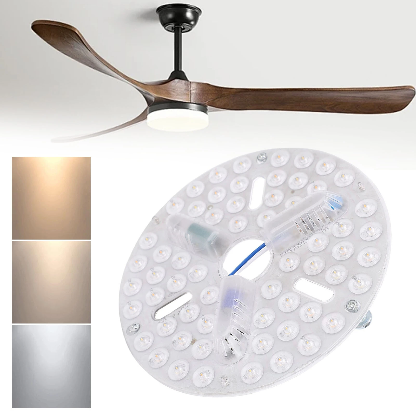 

6,5-дюймовый потолочный вентилятор, светодиодный светильник, сменный ПК, 3-цветный, с регулируемой яркостью, заподлицо, для ухода за глазами, светодиодный вентилятор, панель, модернизация