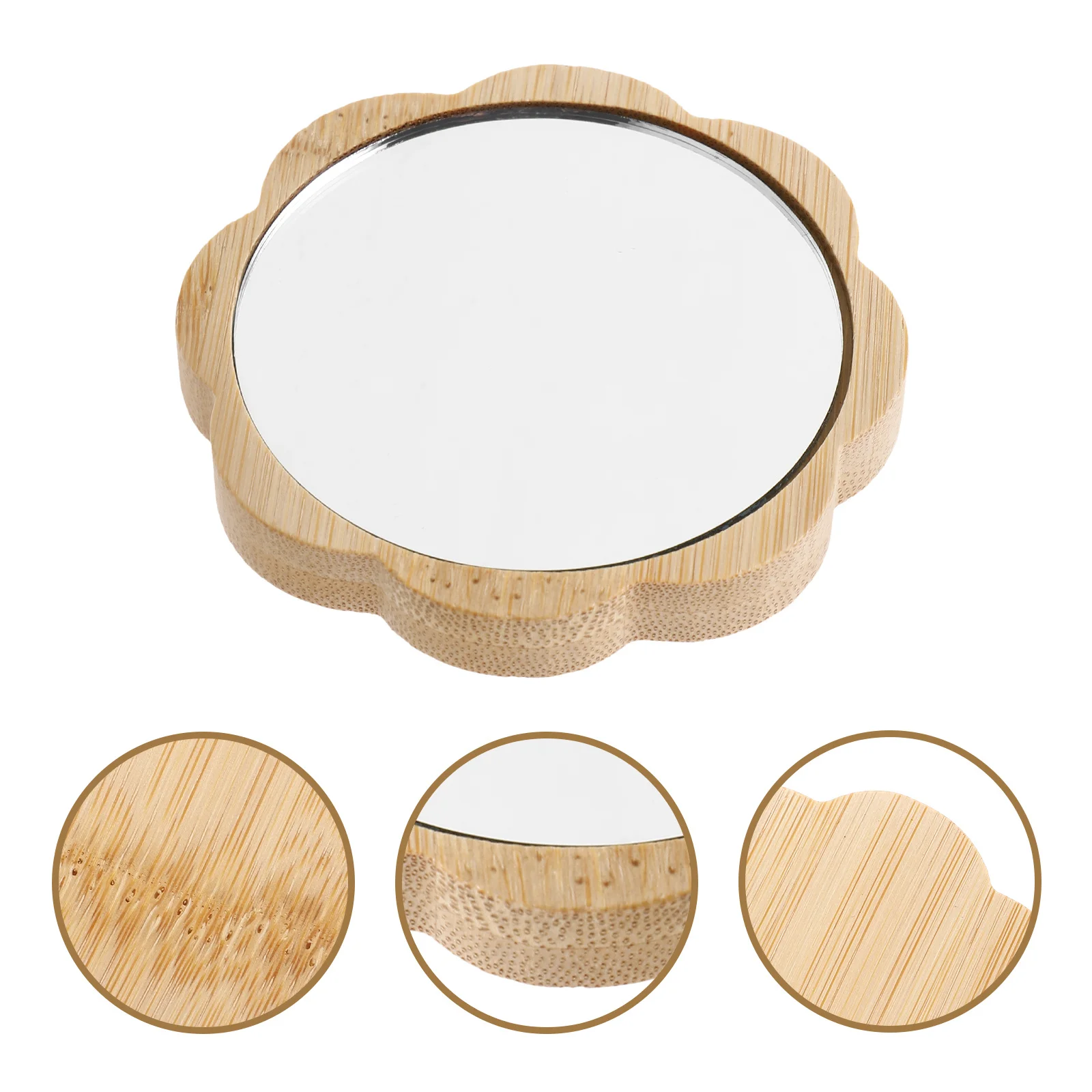 

Mini Handheld Mirror Wooden Small Mirror Compact Makeup Mirror for Purse Stylish Portable Travel Mirror for Women Touch-Ups