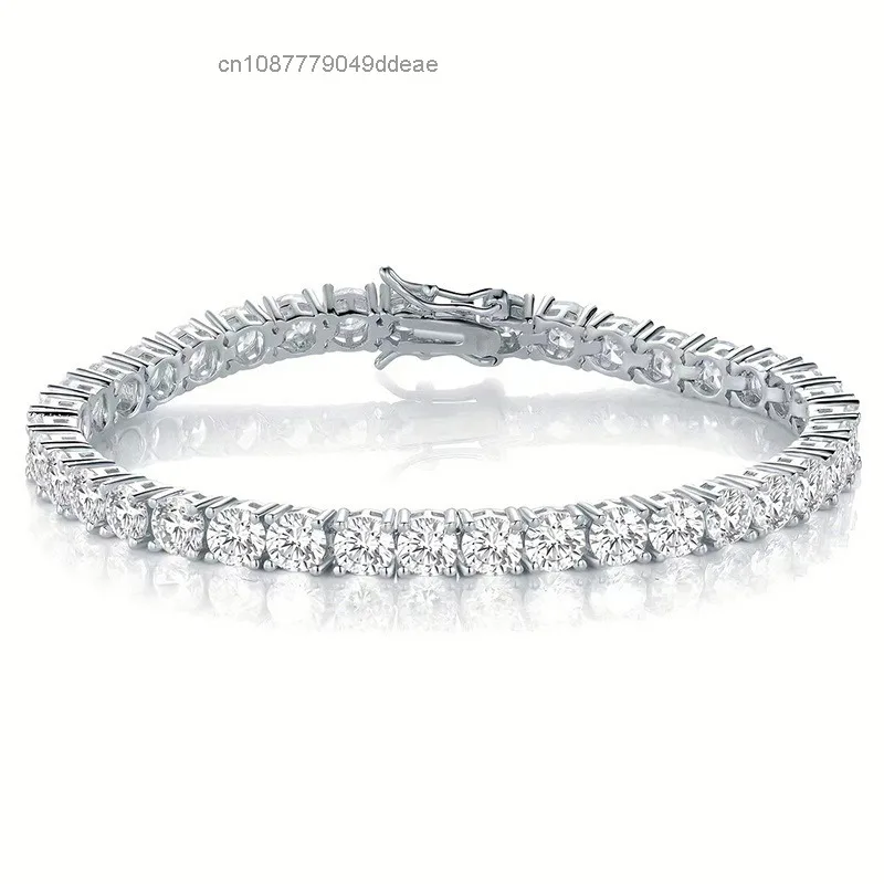 

S925 necklace Moissanite Guangzhou Aivenchy 2mm 3mm 4mm Moissanite Zircon Fashion Women Tennis Bracelet Chain Link Silver Han