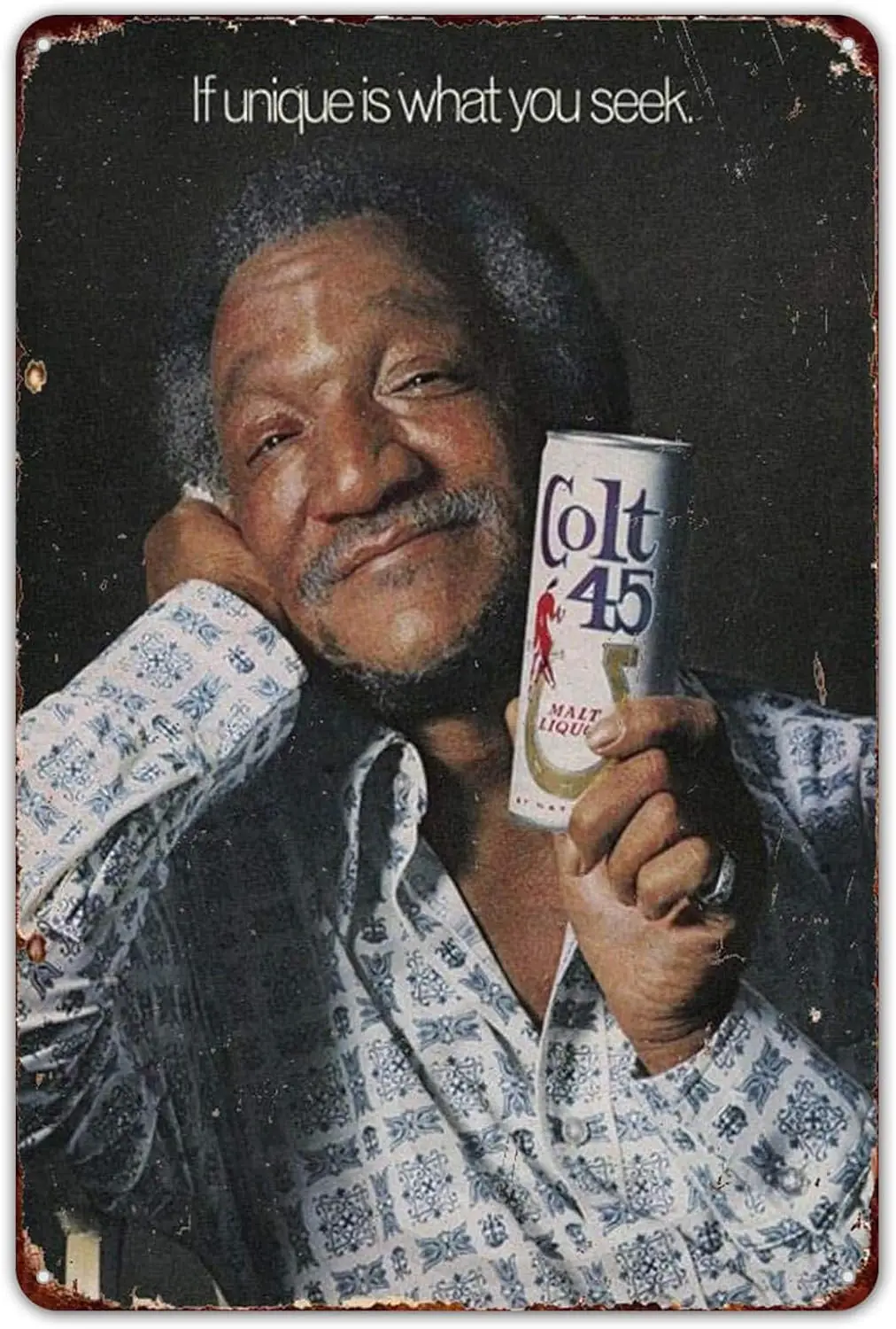 Tin Sign For Wall Decor Signs Metal Sign 1974 COLT 45 Beer Redd Foxx Vintage Reproduction Cafe Plaques Poster Indoor Wine Cellar