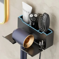 Wall Mounted Hair Dryer Holder For Dyson Bathroom Shelf without Drilling Plastic Hair dryer stand Bathroom Organizer