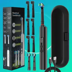 Round head electric toothbrush rotating visual electric toothbrush display automatic rechargeable adult couple men and women gif