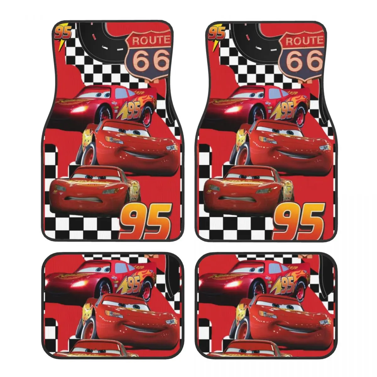 

Lightning McQueen Car Movie Car Floor Mats Carpet Set of 4 Anti-Slip Universal Automotive Floor Mat Fit for Vans SUV