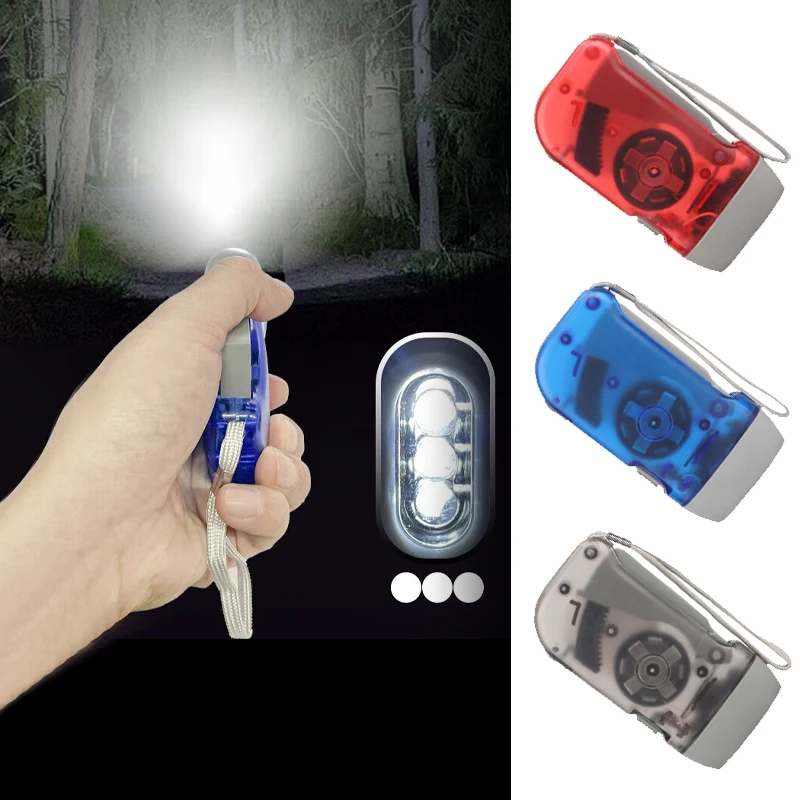 Outdoor Hand Pressing Dynamo Crank Power Flashlight Camping Supplies Hand Crank Charger Camping Light  Portable LED Flashlight