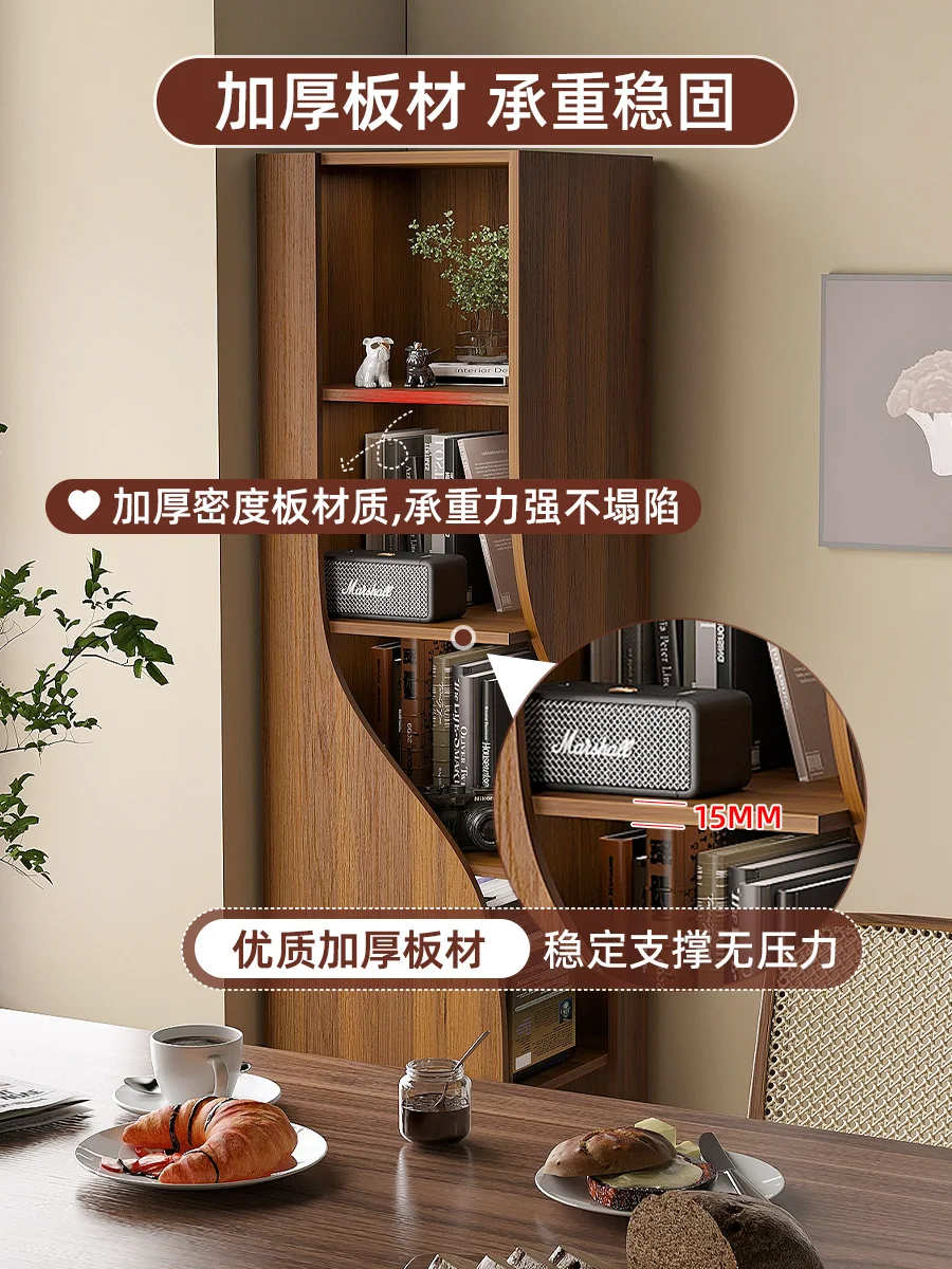 Living room corner wine cabinet Bedroom study bookcase Multi-layer shelf Nordic floor-to-wall right-angle cabinet