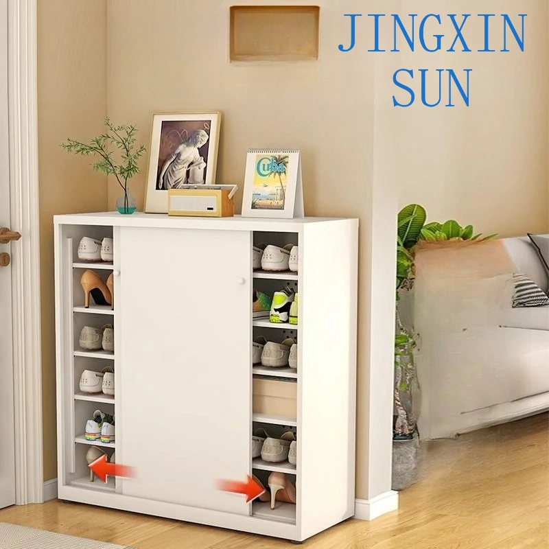 Sliding door shoe cabinet multi-layer household entrance cabinet door shoe rack