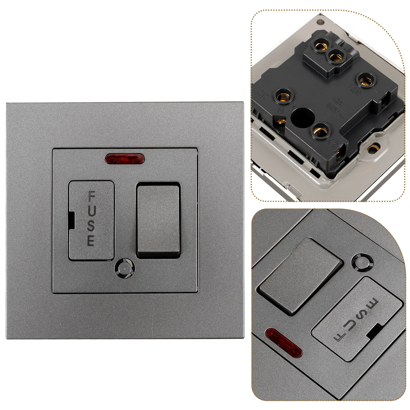 

Fused Switch Panel Sturdy Pc Material Wall-Mounted Appliance Switch Replaceable For Kitchen Exhaust Fans Home Electrical Supply