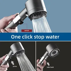 High-pressure Shower Head 3-mode Adjustable Spray with Massage Brush Filter Rain Shower Faucet Bathroom Accessories