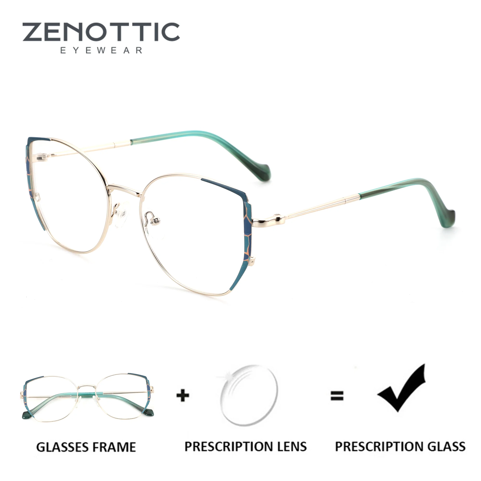 

Очки ZENOTTIC (размер L) с модными металлическими оправами в форме бабочки, изготовленные на заказ, для женщин, с линзами для коррекции близорукости/прогрессивными оптическими линзами по рецепту