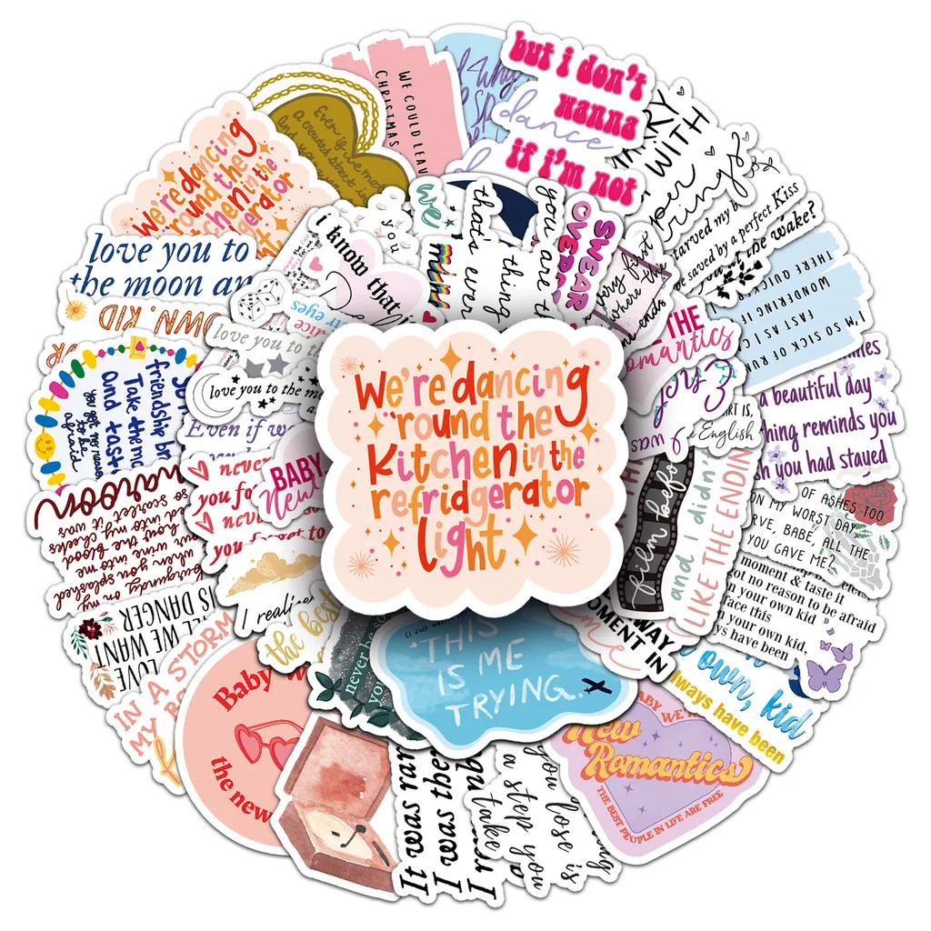 50Pcs Taylor Lyrics Stickers Waterproof Music Star Merch for Phone Case Laptop Journal Papery Pop Store